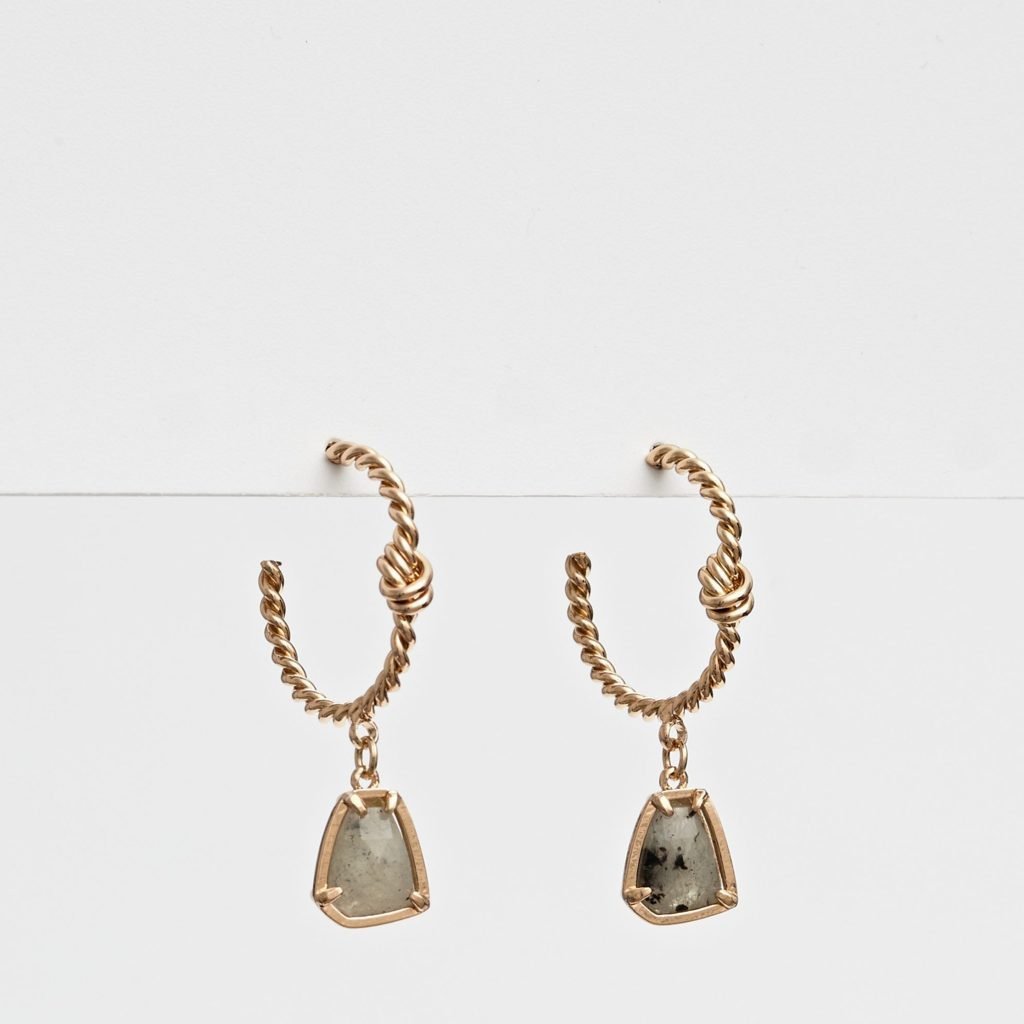 Stella Gemma Earrings Hoop Green Agate SGE