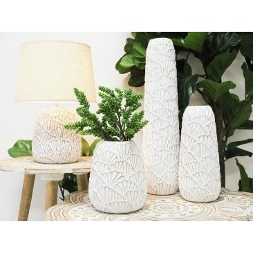 Fan Shell Resin Lamp -White Wash cm