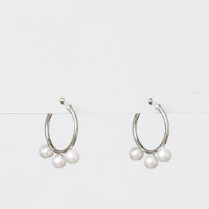 Stella Gemma Silver Hoop Pearls Earrings SGE