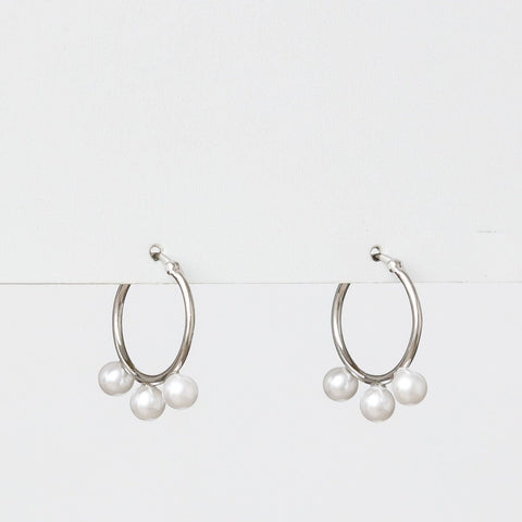 Stella Gemma Silver Hoop Pearls Earrings SGE